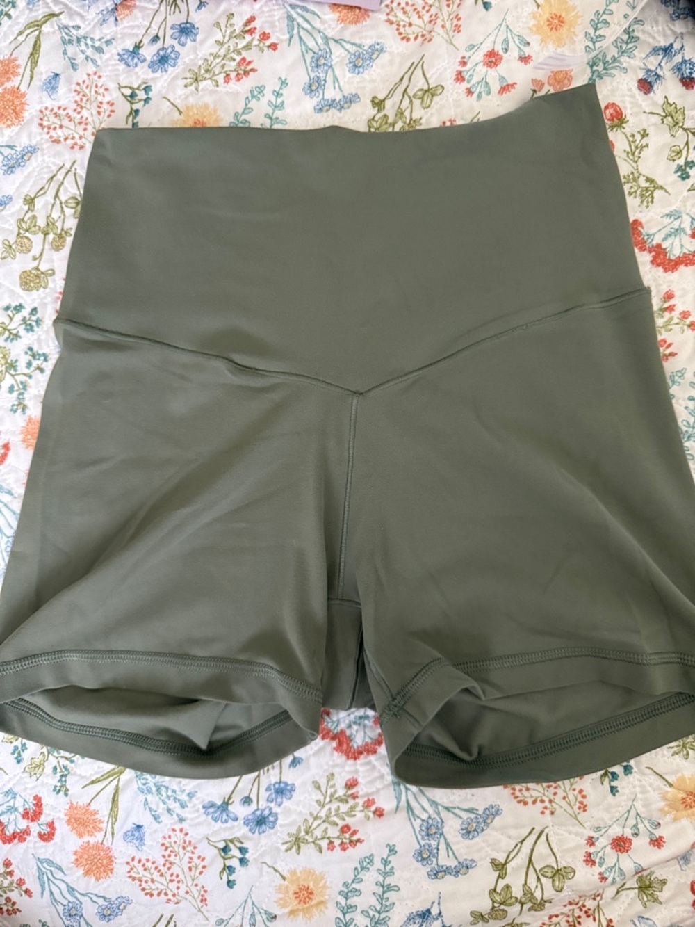 High-Waist Olive Green Women’s Training Shorts